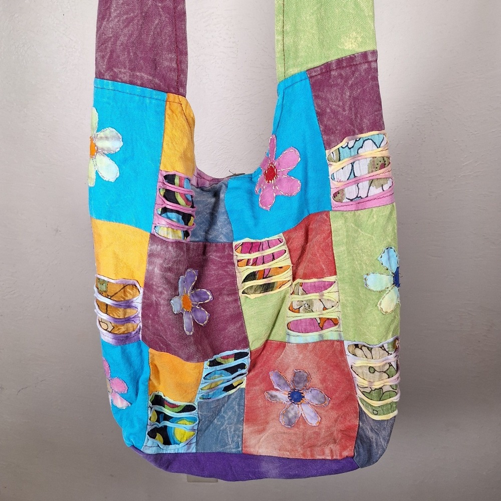Patchwork Fesitval Hobo Flower Bag Hippie Stoner Boho Woodland Goblin